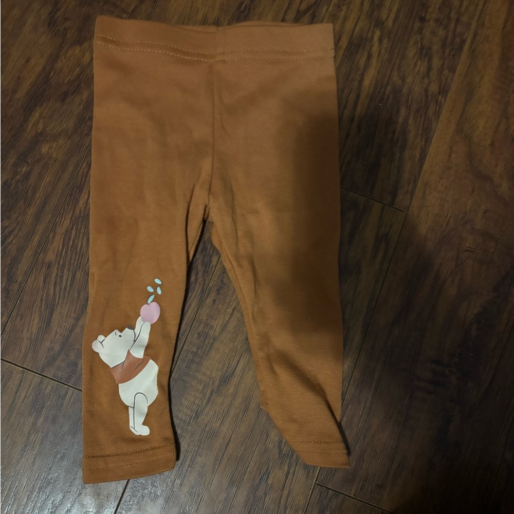 Kids Brown Leggings with Pooh Design
